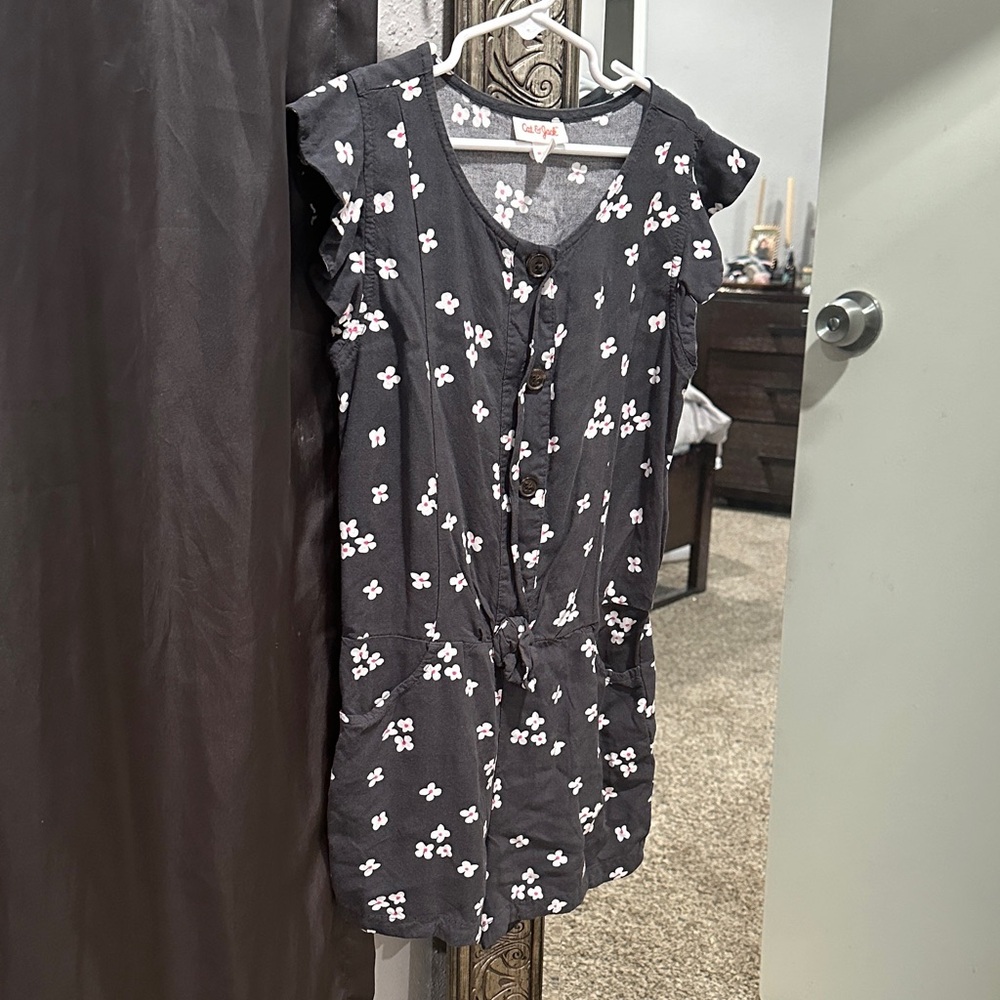 Cat & Jack Black Bodysuit with White Floral Pattern